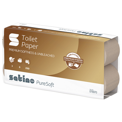 2'112 Rollen - Satino PureSoft, Toilettenpapier, natur, 3-lagig 94x110mm, 250 Coupons, 1 Palette