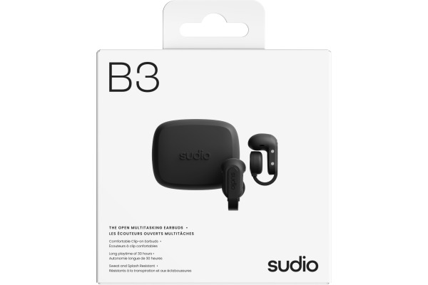 SUDIO Clip-On Earbuds B3BLK B3, Black, Wireless