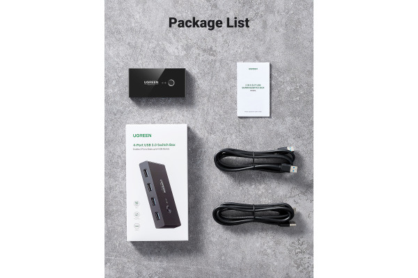 UGREEN 2x4 Sharing Switch Box 30768 USB 3.0 for 2 PCs,Black
