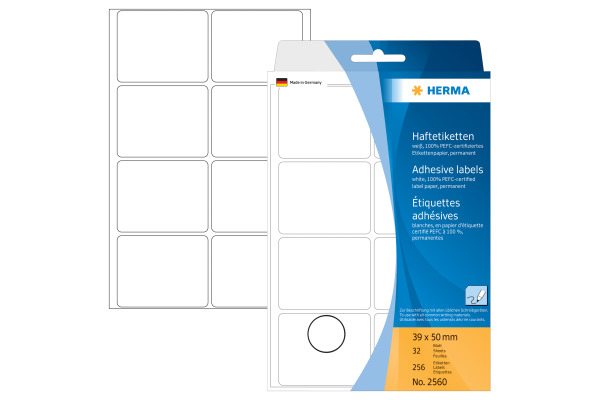 HERMA Etiketten 39×50mm 2560 weiss 256 Stück