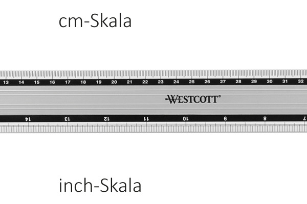 WESTCOTT Aluminium Lineal 50cm E-1019300 cm/inch Scala