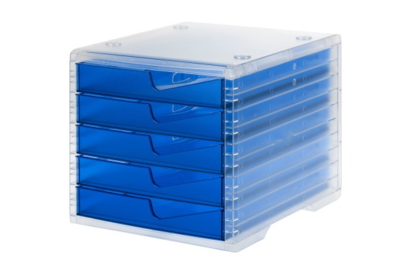 STYRO Styroswingbox light 275-8430 transparent/blau 5 Schubladen