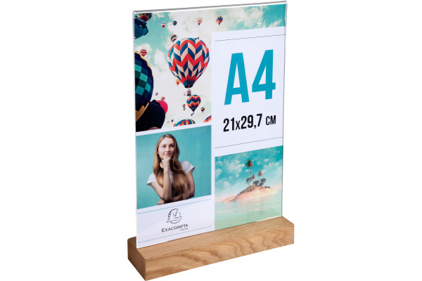 EXACOMPTA Tischaufsteller A4 84258D transparent, holzs. hoch