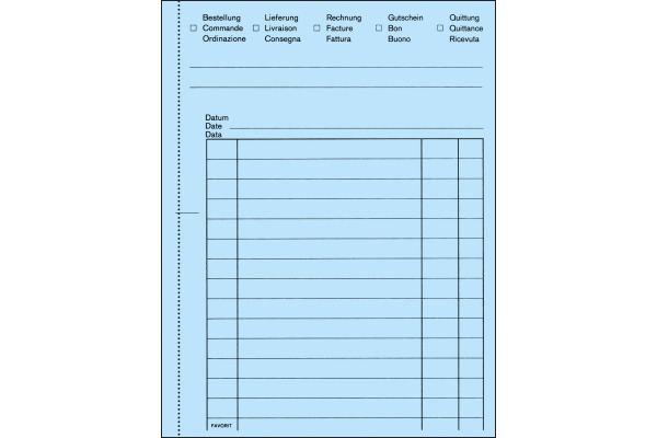 FAVORIT Mehrzweckbuch D/F/I A6 8111OK blau/weiss 50x2 Blatt