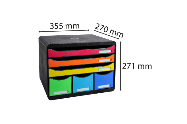 EXACOMPTA Schubladenbox Storebox 306798D schwarz/Harlekin 6 Schubl.
