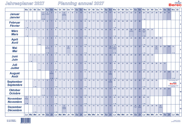 BEREC Papierjahresplaner 2027 B 5602/27 1J/1S blau A2