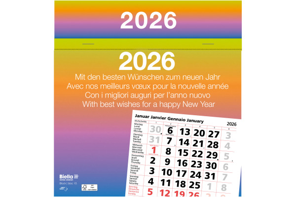 BIELLA Abreissblock Nr.15 2026 889015000 1M/1S farbig ML 19.8x20.5cm