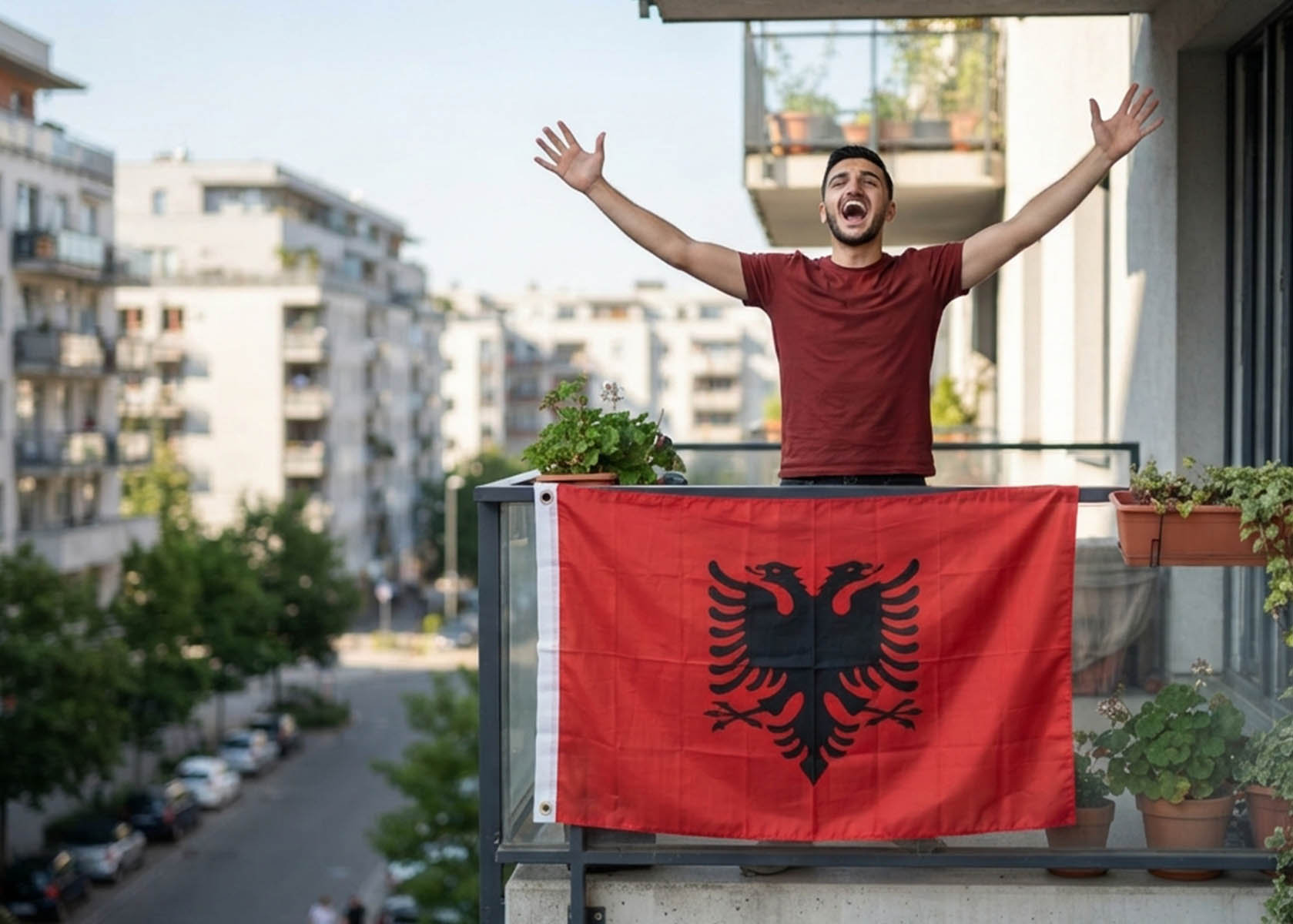 Albanien Flagge 150x90cm Fahne aus Polyester 