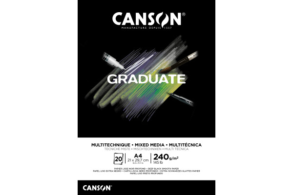 CANSON Graduate Mixed Media A4 31250P017 20 Blatt, schwarz, 240g