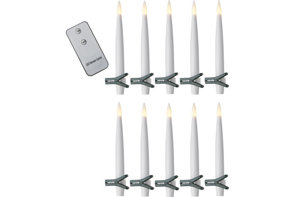 STARTRADI LED Kerzen Paulina 15.5cm 064-65 weiss, Remote 10 Stück