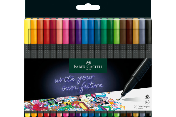 FABER-CA. Finepen Grip 0.4mm 151620 20 couleurs, Etui