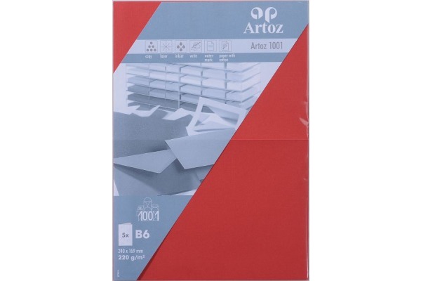 ARTOZ Karten 1001 B6 107362265 220g, rot 5 Blatt