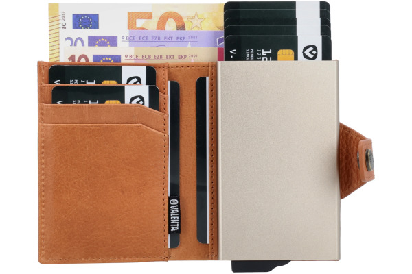 VALENTA Card Case Plus Wallet Luxe 589550 Tan