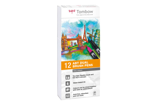 TOMBOW ABT Dual Brush Pen ABT-12P-3 12er Set Grautöne