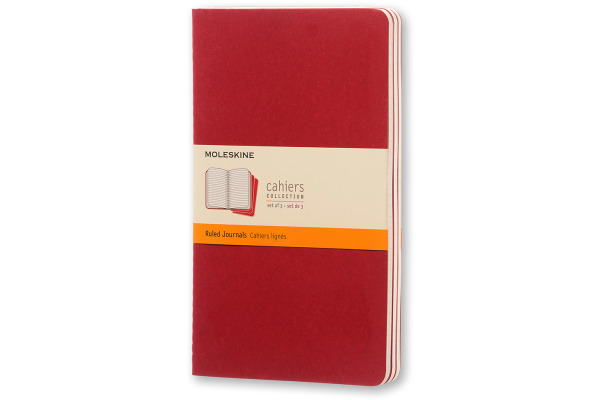 MOLESKINE Notizheft Cahier A5 101-4 liniert, rot 3 Stück