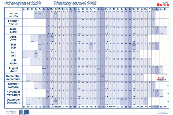 BEREC Papierjahresplaner 2026 B 5604/26 1J/1S blau A4