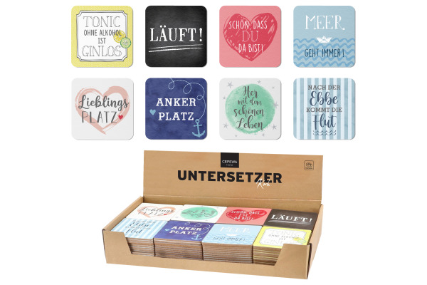 ROOST Untersetzer Kork 9.5x9.5cm 10039641 bunt, 8 assortiert