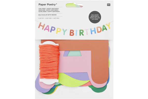 RICO DESI Girlande Happy Birthday 5m 300343 bunt