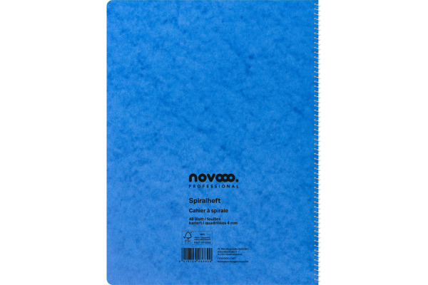 NOVOOO Spiralheft ass. A4 729783 kariert, 4mm, 80g 48 Blatt