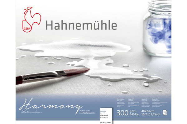 HAHNEMÜHL Aquarellblock Harmony 40x50cm 10628846 weiss rau, 300g 12 Blatt