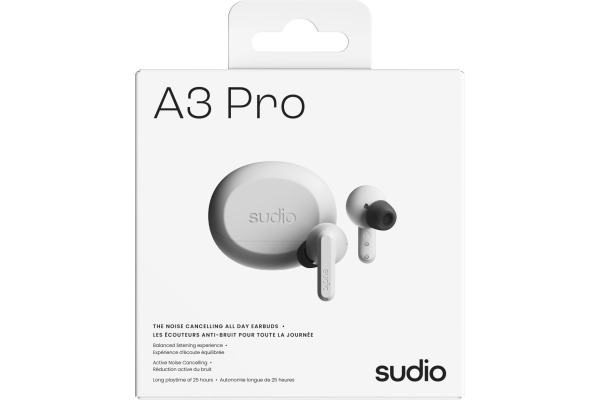 SUDIO Noise Cancelling Earbuds A3PROWHT A3 Pro, White, Wireless