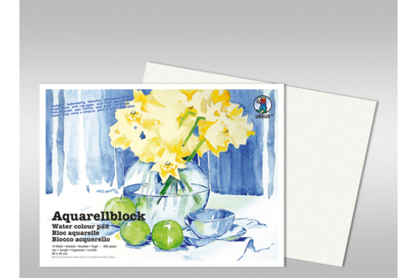 URSUS Aquarellpapier 18x24cm 9310000 200g, weiss 10 Blatt