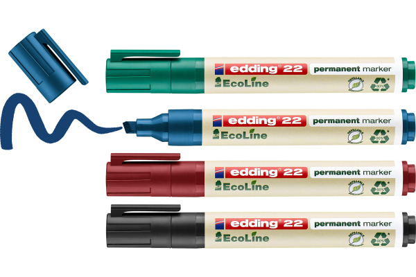 EDDING Permanent Marker 22 1.0-5.0mm 22-E4 4-farbig ass.