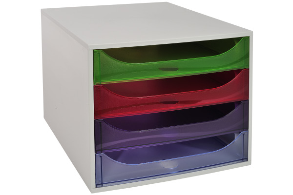 EXACOMPTA Schubladenbox 228699D ECOBOX 4 Schubladen, transp.