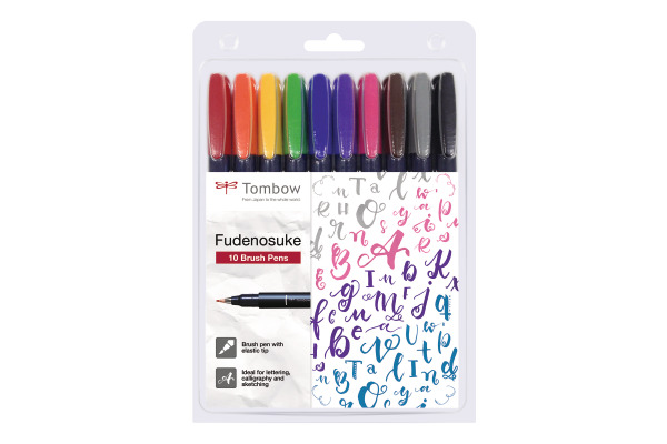 TOMBOW Kalligraphie Set WS-BH-10P Fudenosuke, 10 Farben