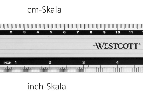 WESTCOTT Aluminium Lineal E-1019000 cm/inch Skala