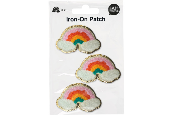 I AM CREA Iron-On Patch 1214.11 Regenbogen 3 Stück