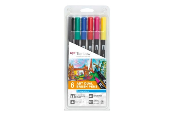 TOMBOW ABT Dual Brush Pen ABT-6P-1 6er Set Grundtöne