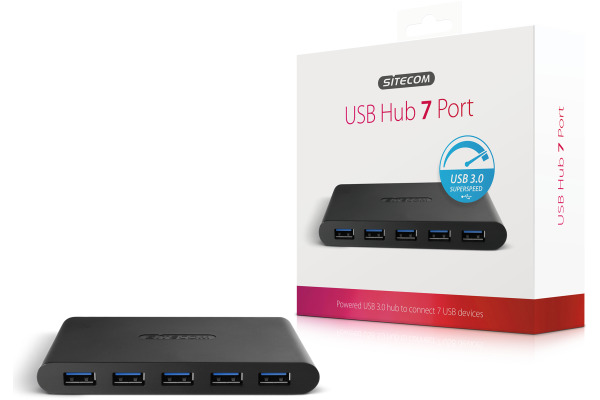 SITECOM USB 3.0 Hub 7 Port CN-084 Incl. Power adapter