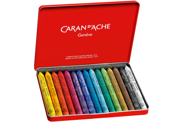 CARAN D'A Wachsmalkreide Neocolor 1 7000.315 15 Farben Metallbox