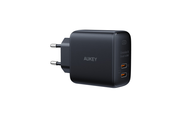 AUKEY Omnia II Dual 45W GaN PD PA-B4T BK 2-Port USB-C Wall Charger B.