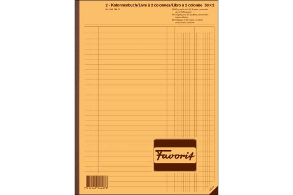 FAVORIT Durchschreibebuch 2 Kolonnen 368 OK N weiss/weiss, nummeriert,D/F/I