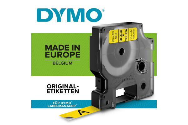 DYMO Schriftband D1 schwarz/gelb S0720580 Polyester, ablösbar 12mm/7m