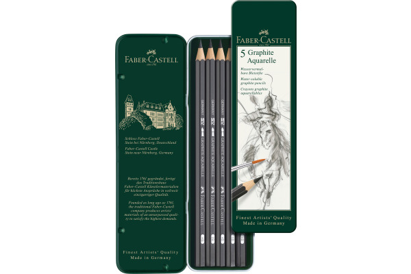 FABER-CA. Graphite Aquarelle Bleistift 117805 Metalletui 5 Stück