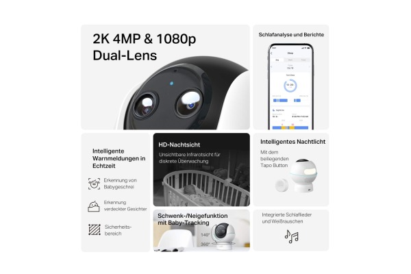 TP-LINK Dual-Lens Smart Baby Camera TAPOC840 Pan/Tilt