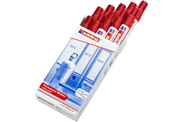 EDDING Permanent Marker 3000 1.5-3mm 3000-2 rot, 10 Stück