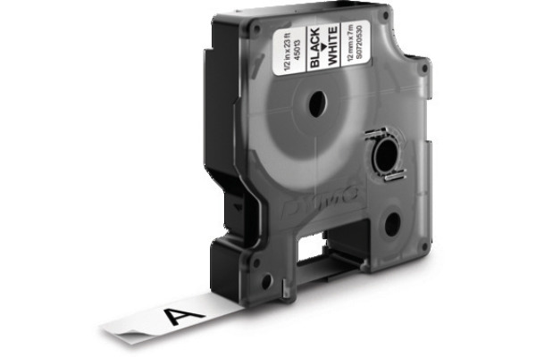 DYMO Schriftband D1 schwarz/weiss S0720530 Polyester, ablösbar 12mm/7m