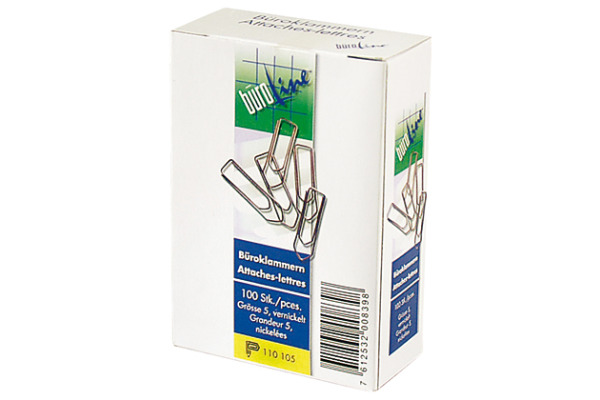 BÜROLINE Büroklammern Gr.5 110105 vernickelt, 43mm 100 Stück