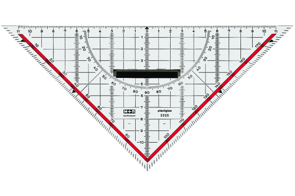 M+R Geometriedreieck 22cm 723250100 abnehmbarer Griff, rot