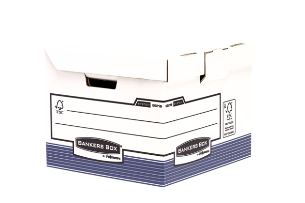 FELLOWES BankersBox Klappdeckel Cube 0021601 weiss/blau 350x280x350mm