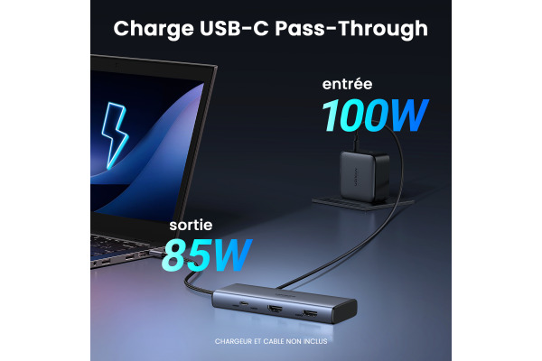 UGREEN 7-in-1 USB-C Hub 45379 10Gbps 4k60Hz, 100W, Gray