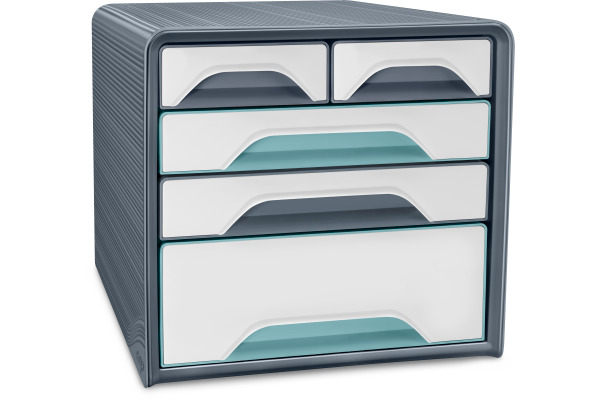 CEP Schubladenbox Smoove Riviera 7-213 grau/weiss/mint 5 Schubl.