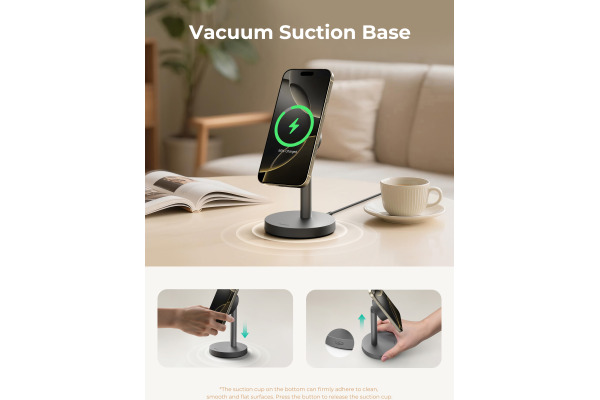 AUKEY Magnetic Wireless Charger LC-MC111 Stand 25W Qi2.2,Dark Grey