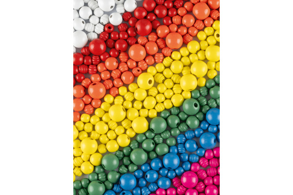 FOLIA Holzperlen basic 1000g 22992 Jumbo Pack, 1-1.8 cm