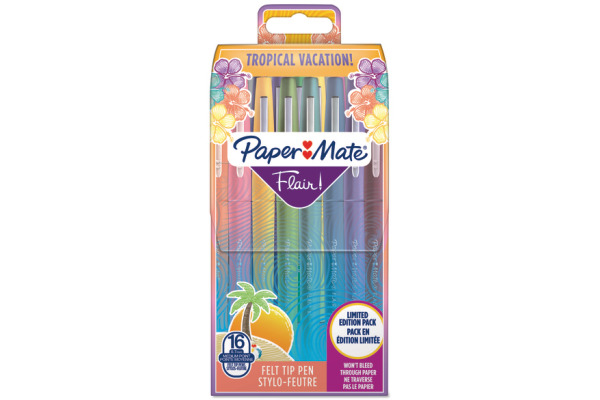 PAPERMATE Faserschreiber Flair 1mm 2061396 Tropical Vacation 16 Stück