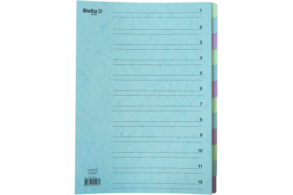 BIELLA Fächermappe A4 32641200U Karton, farbig 12 Fächer